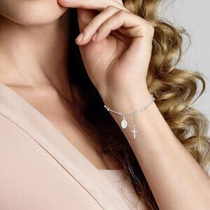 925 Sterling Silver Italian Rosary Cross Bead Charm